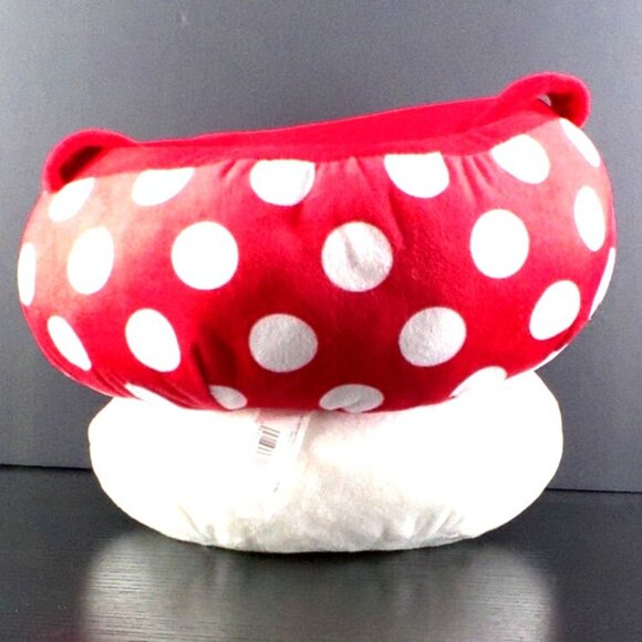 Plush Mushroom Shaped Handbag With Red & White Polka Dot Cap And Smiling Face - Picture 3 of 4